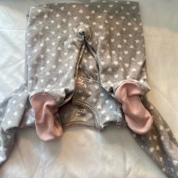 Carter’s Infant Girl Gray and White Pink Trim Footed Pajamas - Picture 5 of 5